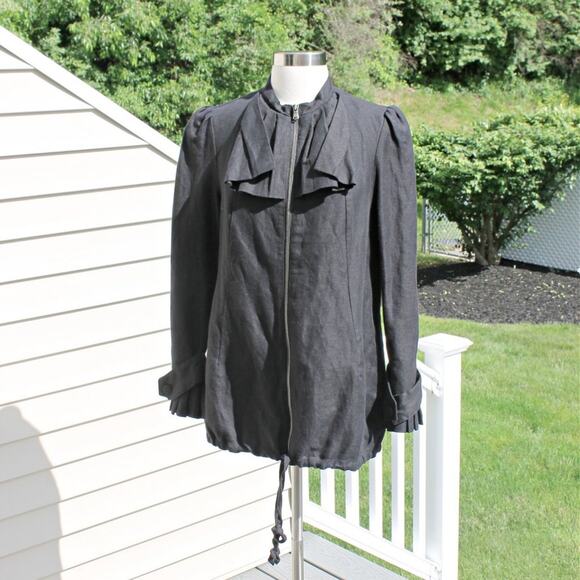Twelve by Twelve Los Angeles Women's Black Linen Jacket Full Zip Size XS - Picture 1 of 10